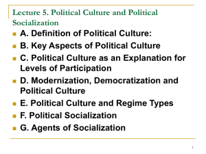 Lecture 5. Political Culture and Political Socialization