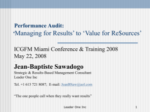 Performance Audit: 'Managing for Results'