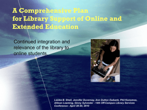 A Comprehensive Plan for Library Support of Online Programs