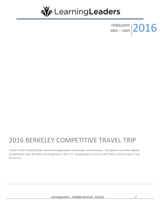 2016 BERKELEY COMPETITIVE TRAVEL TRIP