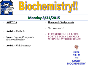 Week 7 Biochemistry (Macromolecules)