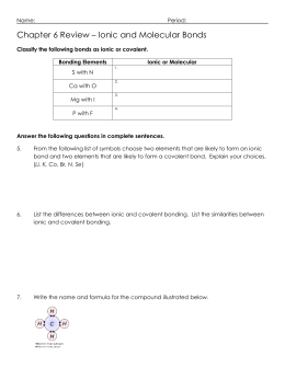 Ionic and Covalent Compounds Worksheet*Regular