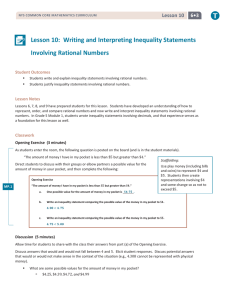 Lesson 10: Writing and Interpreting Inequality