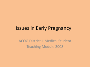 Issues in Early Pregnancy