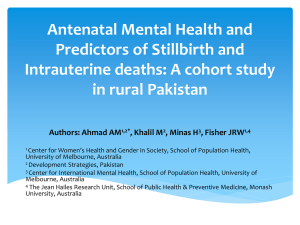 Antenatal Mental Health and Predictors of Stillbirth and Intrauterine