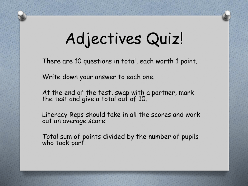 What Questions Adjectives Answer