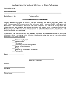 Applicant's Authorization and Release to Check