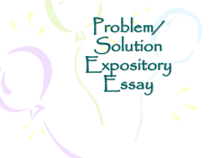 Problem/ Solution Expository Essay