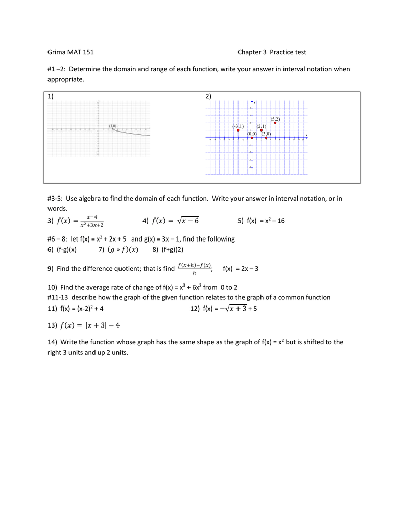 Mat 151 Chapter 3 Mini Practice Test