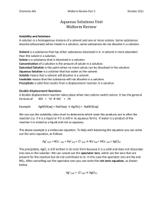 Aqueous Solutions Unit Review - highamc