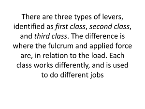 There are three types of levers, identified as first class, second class