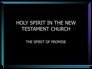 HOLY SPIRIT IN THE NEW TESTAMENT CHURCH