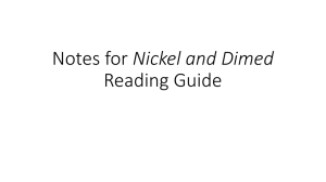 Notes for Nickel and Dimed Reading Guide
