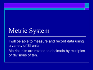 Metric Measurement PPT. 2015