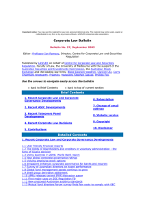 Corporate Law Bulletin 97 - September 2005