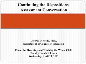 Continuing the Dispositions Assessment