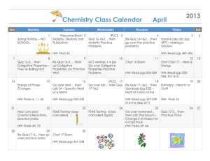 Chemistry Class Calendar April 2013