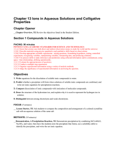 Chapter 13 Ions in Aqueous Solutions and Colligative Properties