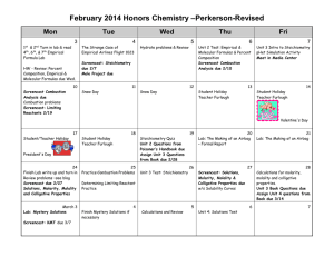 February 2014 Honors Chemistry –Perkerson