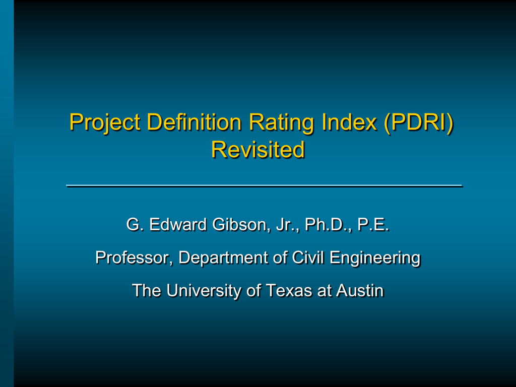 Project Definition Rating Index Espa Ol