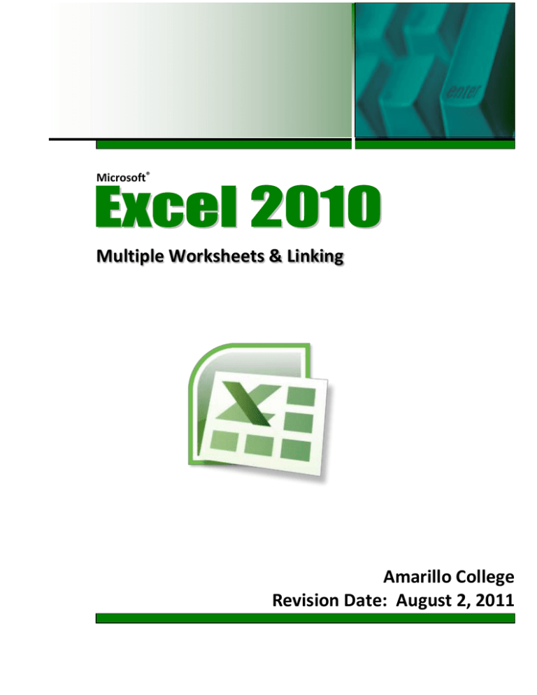 Linking Multiple Worksheets In Excel 2010