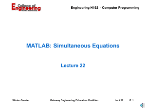 Solving Smultaneous Equations with MATLAB