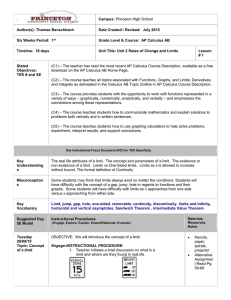 Rates of Change and Limits