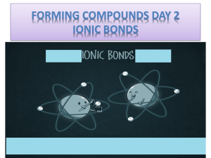 Forming compounds day 2 Ionic Bonds