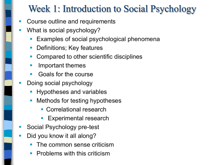 Week 1 Introduction To Social Psychology