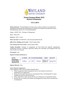 Principles of Management - Wayland Baptist University
