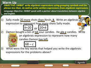Lesson 4 Writing Algebraic Expressions 2