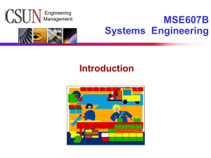 Introduction to Systems Engineering Course