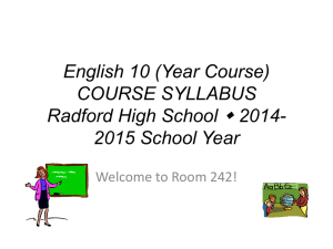 English 10 (Year Course) COURSE SYLLABUS