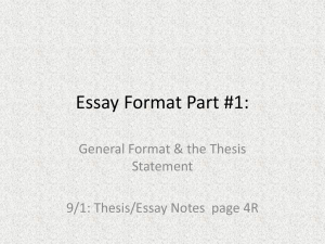 Standard Essay and Thesis