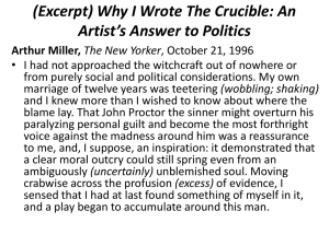 Miller exerpt on writing the Crucible