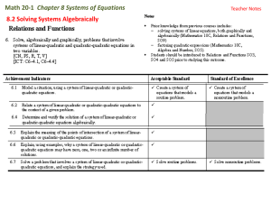 8.2 Solve a Linear-Quadratic System of Equations Algebraically