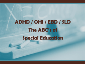 ADHD / OHI / EBD / SLD The ABC's of Special Education Other
