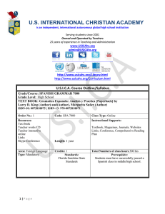 Course Spanish Grammar 7000 - US International Christian Academy