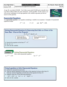 4.4 - Exponential and Logarithmic Equations