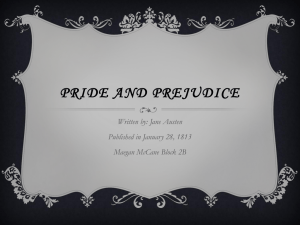 Pride and Prejudice Written by: Jane Austen Published in January