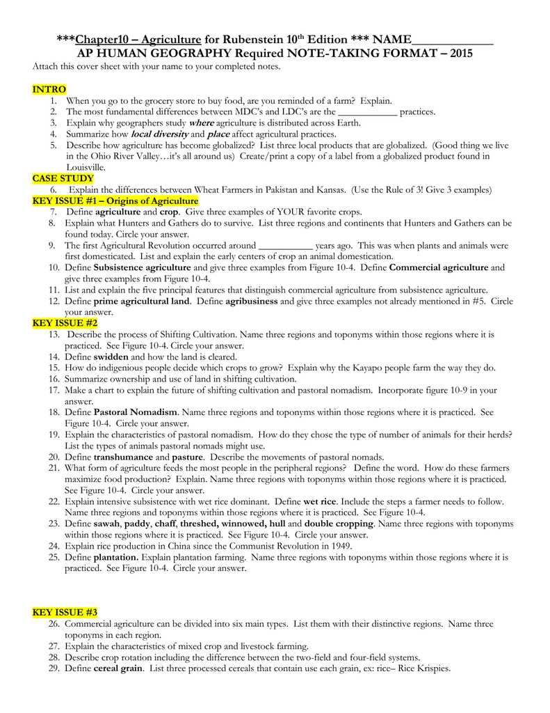 Ap Human Geography Chapter 10 Study Guide Answer Key Study Poster