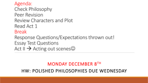 Monday December 8 th HW: polished Philosophies due Wednesday