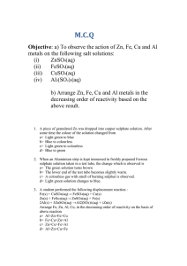 MCQ Practical Term I class X reactions 2