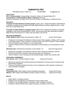 Public Relations and Marketing Resume