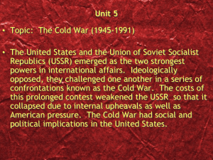 Unit 5 Chapter 3 The 2nd Red Scare and McCarthyism Power Point