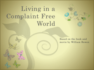 Living in a Complaint Free World