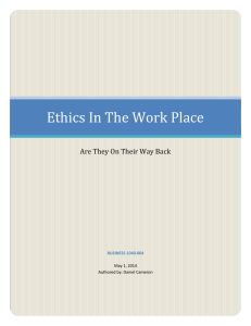Ethics In The Work Place - Dan's E