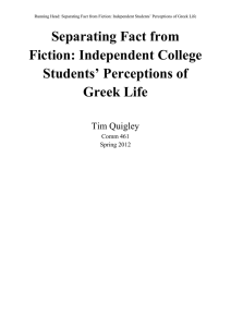 Independent College Students' Perceptions of Greek Life