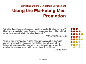 Using the Marketing Mix: Promotion