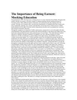 Feminism In The Importance Of Being Earnest Feminism In The The Importance Of Being Earnest Mocking Education